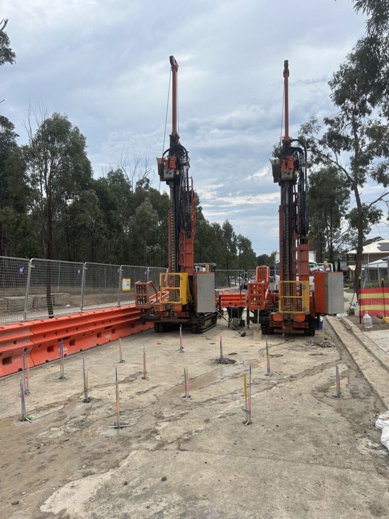 Drill rigs placing injection points for deep ground stabilisation